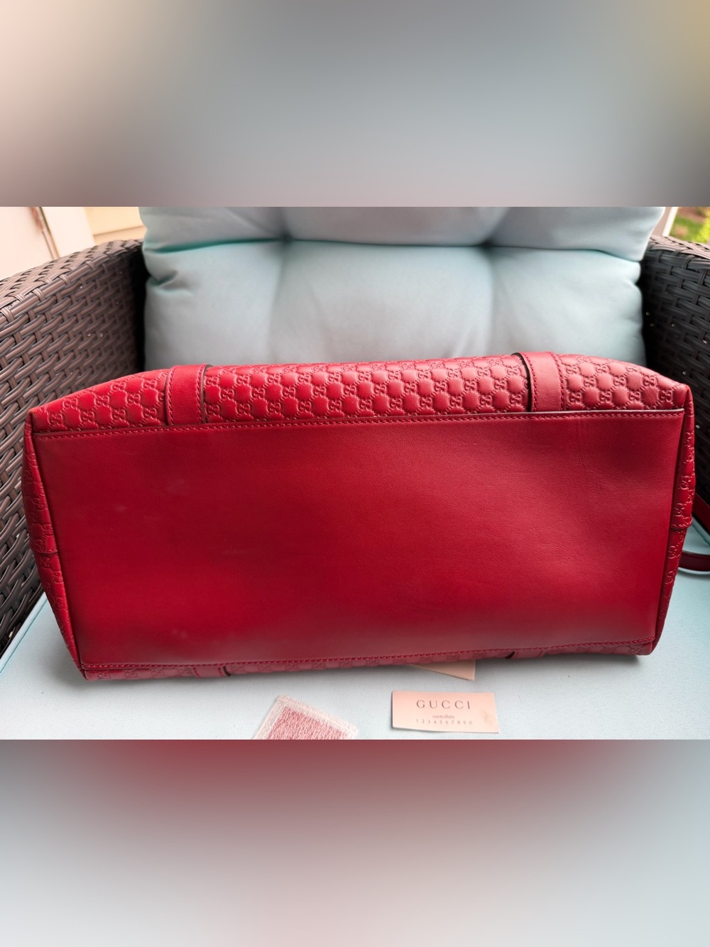 Gucci Embossed Red Leather Shoulder Bag - Picture 12 of 16